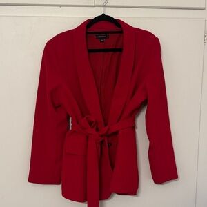 Ann Taylor Vibrant Red Belted Blazer